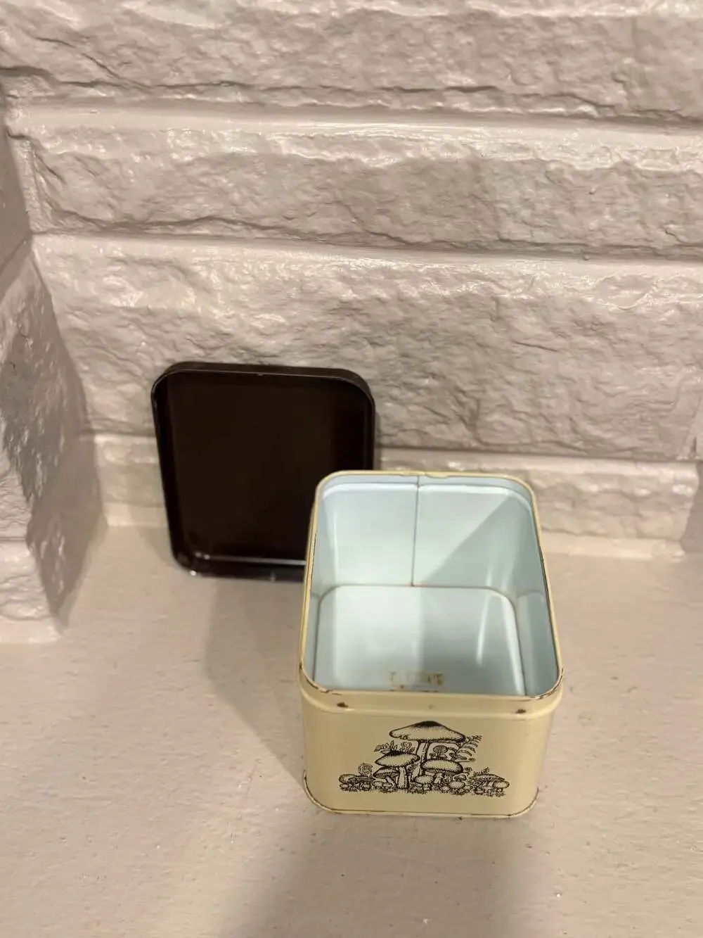 Vintage Mid-Century Retro Mushroom Tin Storage Canister